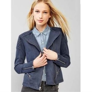 GAP navy blue moto asymmetrical zip jacket S